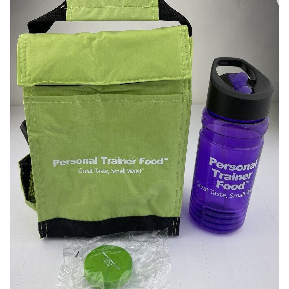 Personal Trainer Lunch Cooler Green Waterโ Bottle Purple Measuring Tape